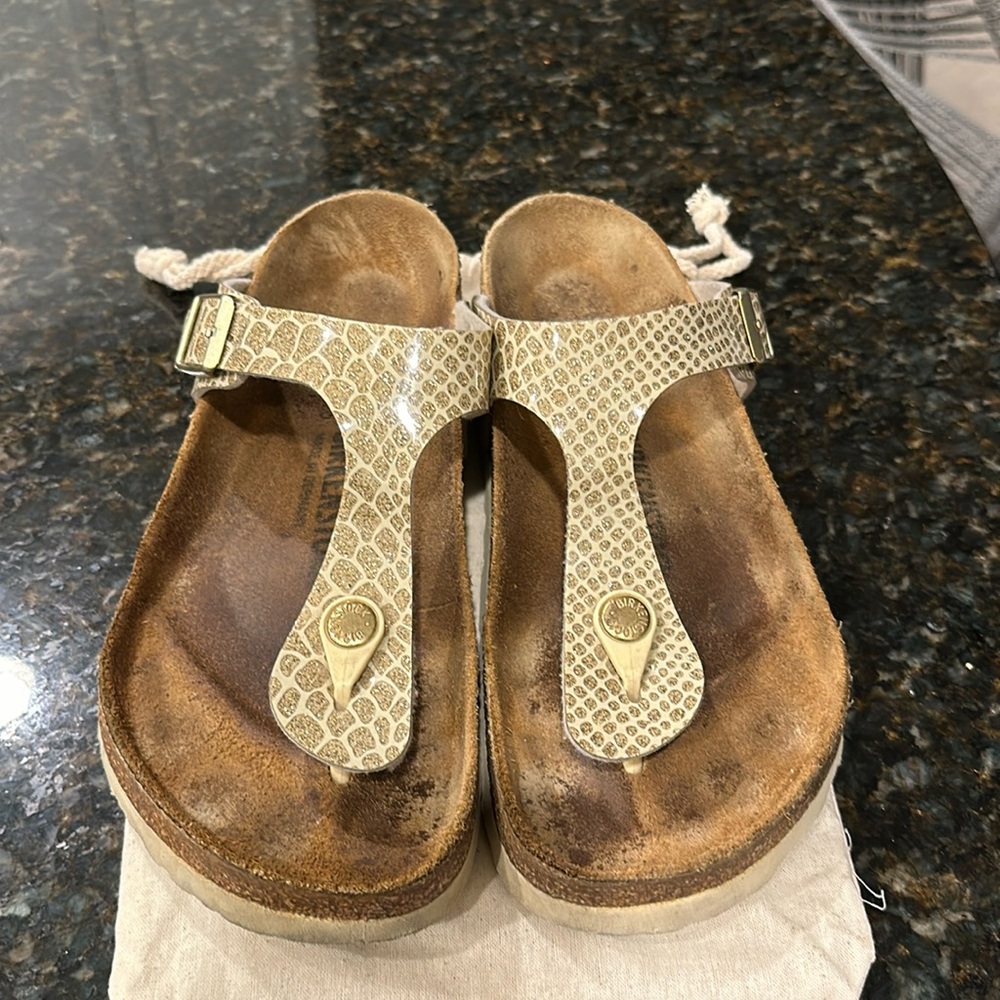 Birkenstock rare leather gold design leather